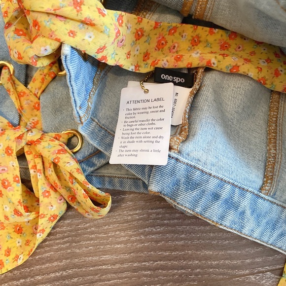 🆕denim set bustier+high waisted shorts M - Picture 4 of 8